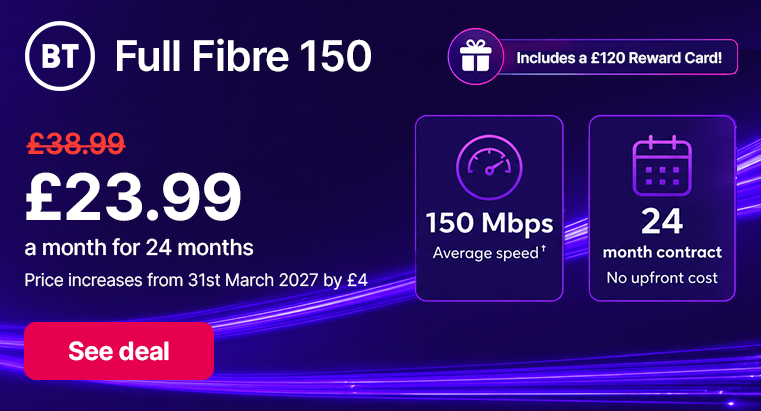 BT Full Fibre 150 reward card 24 month contract